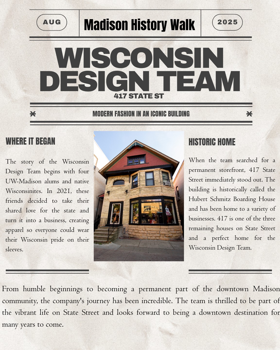 Downtown Historical Walking Tour - Wisconsin Design Team